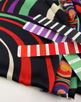 Printed and glossy viscose fabric. High quality deadstock fabric, picked up in stock from a Maison de Couture in Italy.