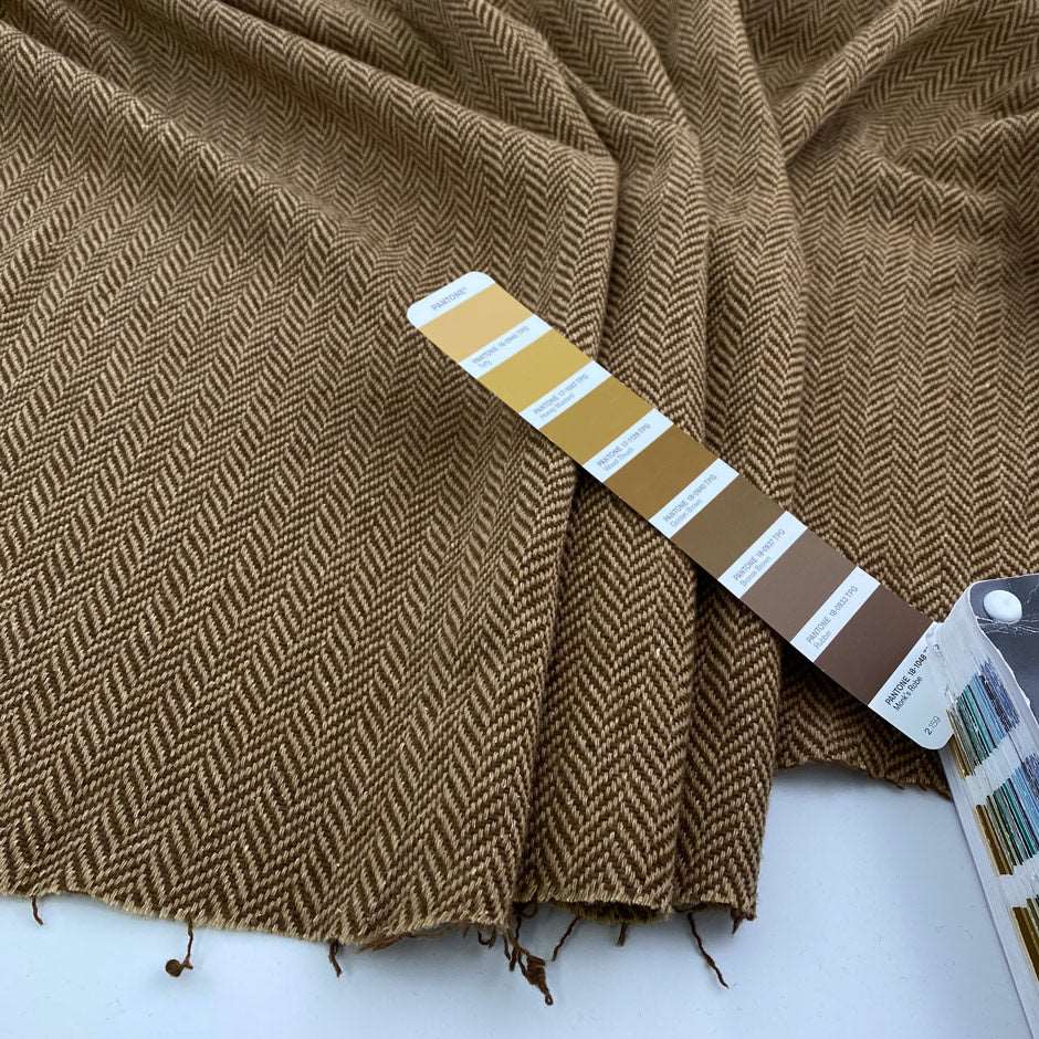 Beige and brown herringbone wool