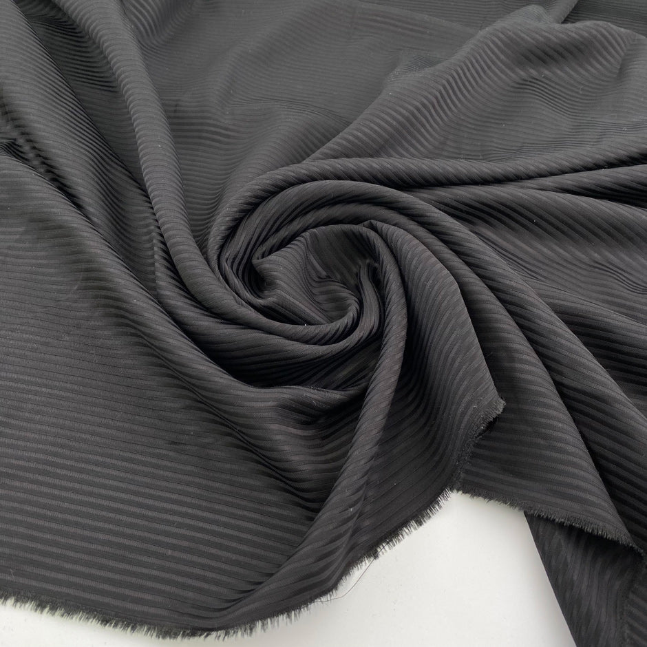 Black striped wool polyester jacquard