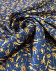 Blue Bottom Silk Twill Panel With Gold Zodiac Signs