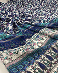 Blue Floral And Cashmere Design Viscose