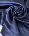 Elegant dark blue pure silk satin, soft and lightweight with a glossy finish. Not transparent, ideal for dresses, blouses, skirts, nightwear and lingerie.High-quality deadstock collected in Stock from a Maison de Couture in Italy.