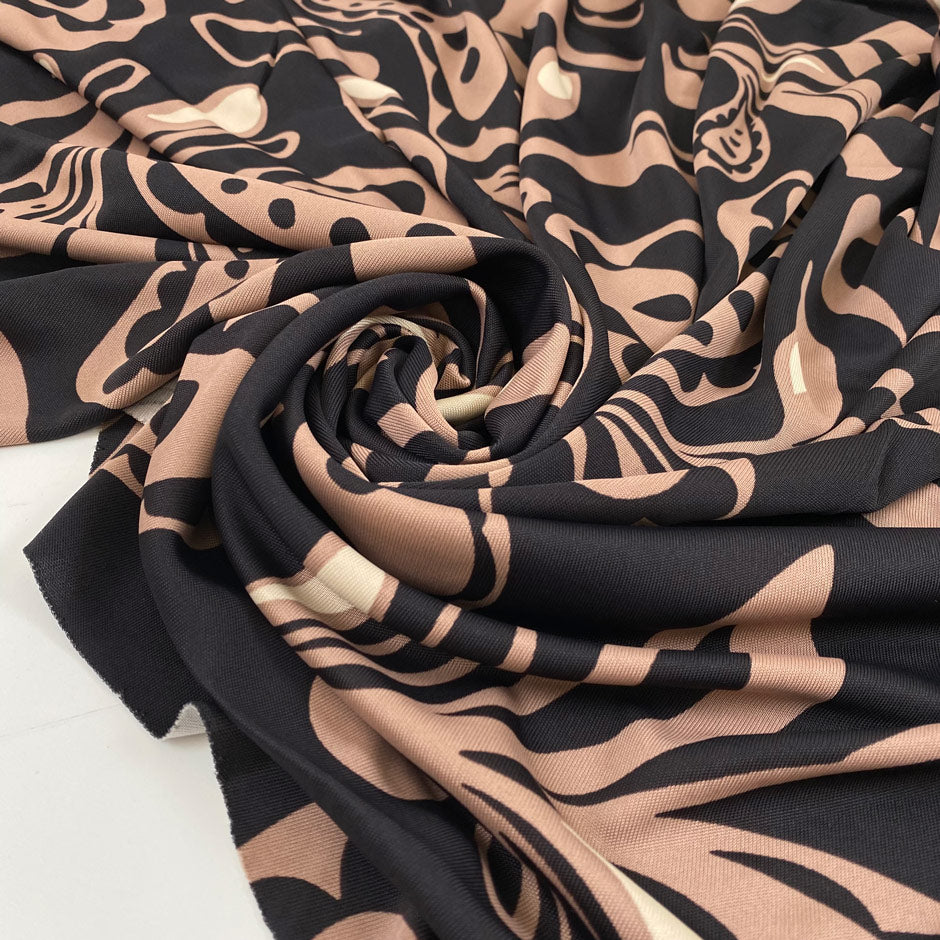 Brown Printed Viscose Jersey