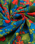 Falling floral patterned polyester crepe de chine. High quality deadstock fabric.