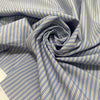 Soft and lightweight pure cotton poplin with stripes in light blue, white, and ochre. Not transparent, perfect for shirting and dresses.High-quality deadstock collected in Stock from a Maison de Couture in Italy. Soft and lightweight pure cotton poplin with stripes in light blue, white, and ochre. Not transparent, perfect for shirting and dresses.High-quality deadstock collected in Stock from a Maison de Couture in Italy.
