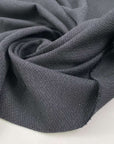 Cotton and wool jacquard, gray, textured. High quality deadstock fabric.