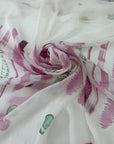 Crepe Silk Chiffon Panel With Stripes And Dot Printing