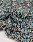 Very warm, light and soft viscose and wool. Beautiful small flower design. High-quality deadstock fabric collected in Stock from a Maison de Couture in Italy.