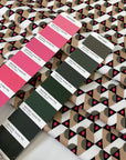 Polyamide and elastane light neoprene with a geometric design in the shades of white, beige, black, dusty olive and carmine rose. Very soft, light and flowy. Ideal for jackets, trousers, dresses and skirts. High-quality deadstock collected in Stock from a Maison de Couture in Italy.
