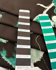 White And Green Abstract Print On Brown Viscose Crepe