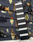 Dark Gray Lycra With Feathered Print
