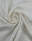 White Silk Jacquard With Stripes