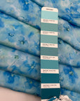 Light Blue Polyester Satin With A Floral Print