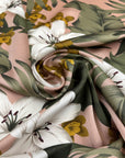 Pink Polyester Twill With A Floral Print