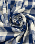 White And Blue Checked Cotton With Lurex