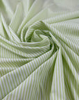 Lime Green Striped Yarn Dyed Cotton Popeline