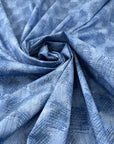 Light Blue Cotton Popeline With An Abstract Checked Print