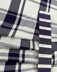 Light White Viscose With Purple Checked Print