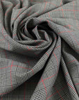 Prince Of Wales Wool With Red Crossed Stripes