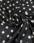 Black Polyester Twill With Beige Polka Dots