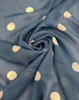 Blue Viscose Georgette With Polka Dots