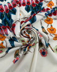 White Polyester With A Floral Print