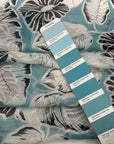 Teal Floral Print Silk Chiffon