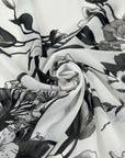 White Polyester Voile With Flowers