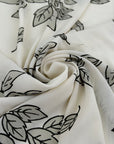 Cream Crepe Polyester With Printed Leaves
