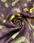Dark Purple Printed Viscose Sateen