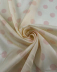 Cotton Voile With Pink Printed Polka Dots