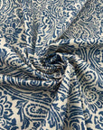 Blue Abstract Print Cotton Gabardine