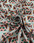 Multicolored Abstract Pattern Printed Silk Habotai