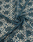 Light Blue And Green Wool Italian Macrame' Lace With A Floral Pattern