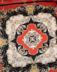 Soft satin foulare polyester multicolor fabric. High-quality deadstock fabric by the meter collected in Stock from a Maison de Couture in Italy.