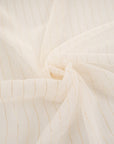 White silk fabric with gold stripes, very light and trasparent. High quality deadstock fabric.