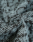 Teal jacquard textured and stiff blended fabric - High quality deadstock fabric.