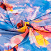 Pure viscose jersey tie dye type multicolor. Floral panel stretch fabric. High-quality deadstock collected in Stock from a Maison de Couture in Italy.  Pure viscose jersey tie dye type multicolor. Floral panel stretch fabric. High-quality deadstock collected in Stock from a Maison de Couture in Italy. 