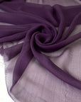 Pure silk chiffon in purple color reference Blackberry Wine. Very soft, light, flowy, and transparent. Ideal for light dresses, skirts, blouses, and shirting. High-quality deadstock collected in Stock from a Maison de Couture in Italy.