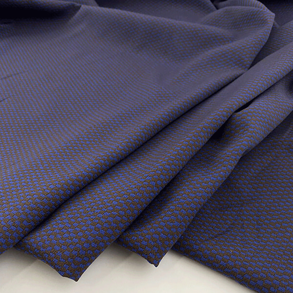 Stretch yarn-dyed polyester and cotton jacquard