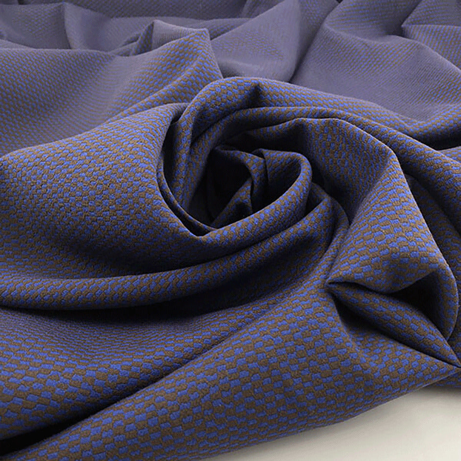 Stretch yarn-dyed polyester and cotton jacquard