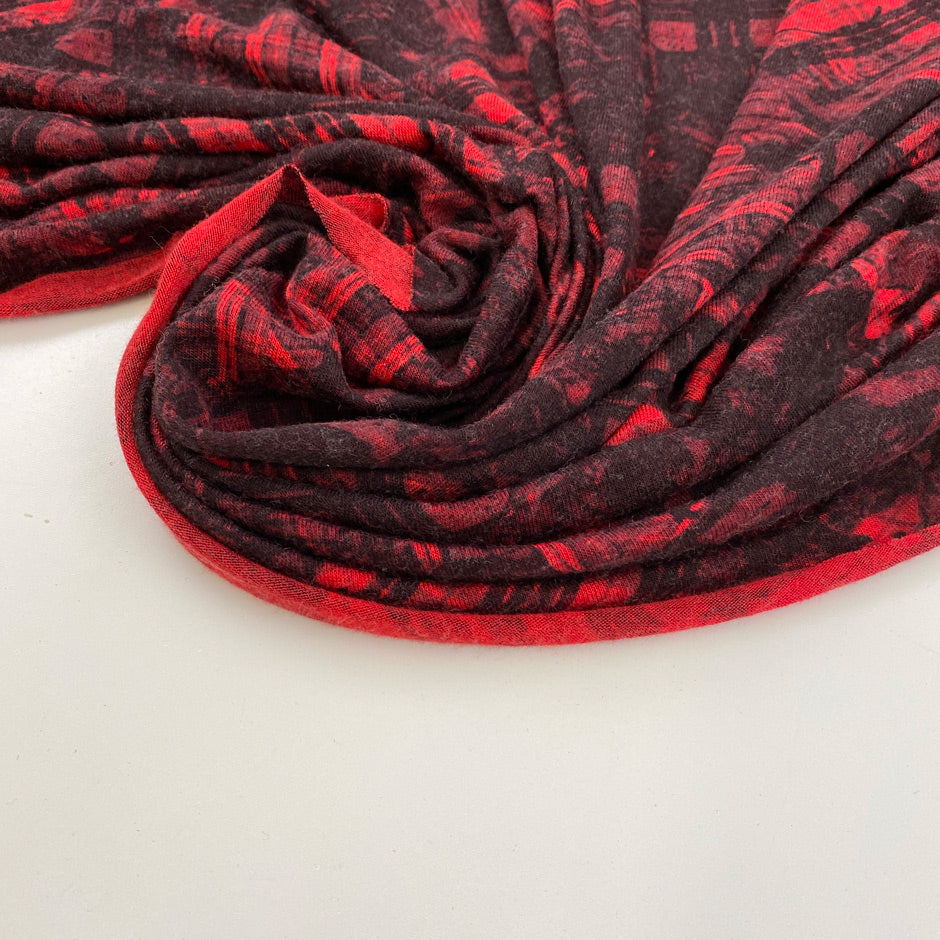 Red and black printed viscose jersey