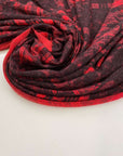 Red and black printed viscose jersey