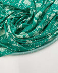 Green and white printed viscose jersey