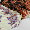 Soft and transparent viscose fabric with floral and multicolor pattern. High quality deadstock fabric picked up in Stock from a Maison de Couture in Italy. Soft and transparent viscose fabric with floral and multicolor pattern. High quality deadstock fabric picked up in Stock from a Maison de Couture in Italy.