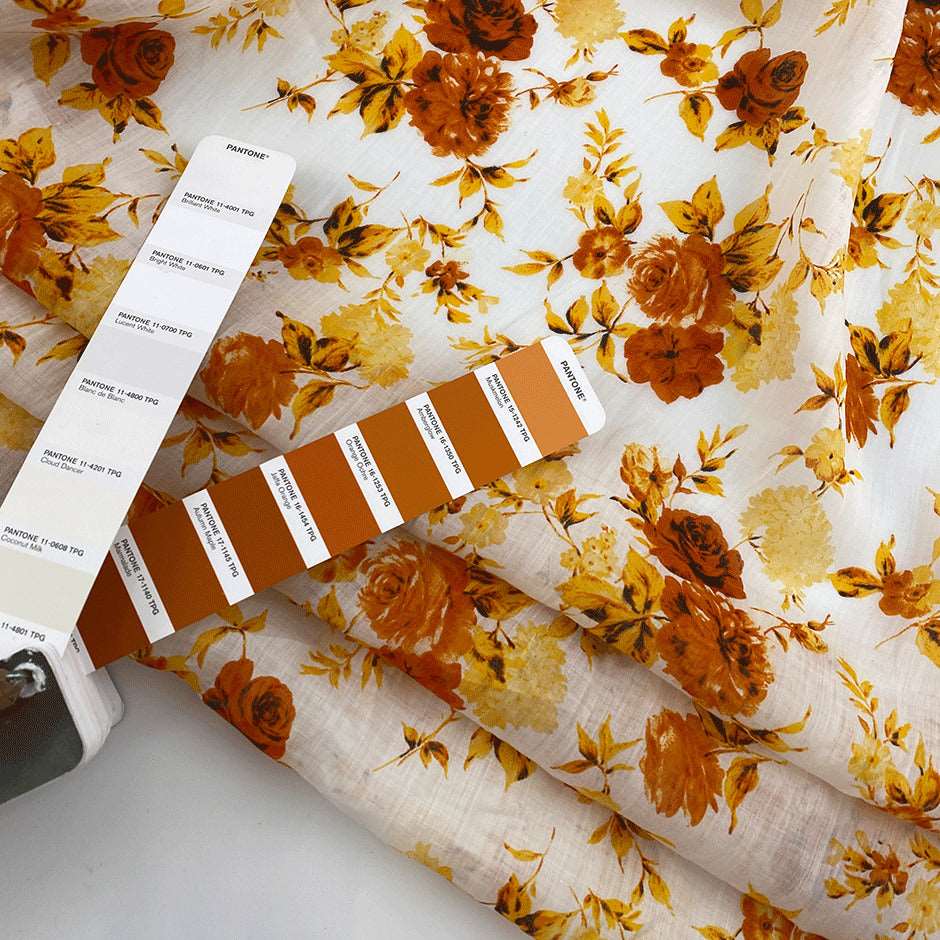 Floral print linen gauze