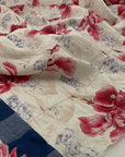 Soft printed linen with floral composition