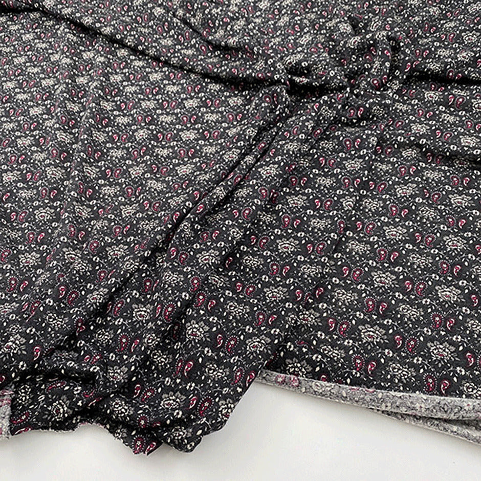 Soft printed and stretchy wool and polyester jersey