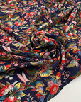 Soft stretch printed polyester cadi