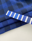 Blue checked cotton and linen canvas